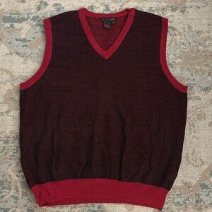 Tulliano Wool chenille Blend Sweater Vest Mens Size XL Pullover V-Neck red Black